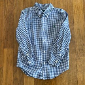Ralph Lauren Blue Gingham Button Down Shirt- size 6